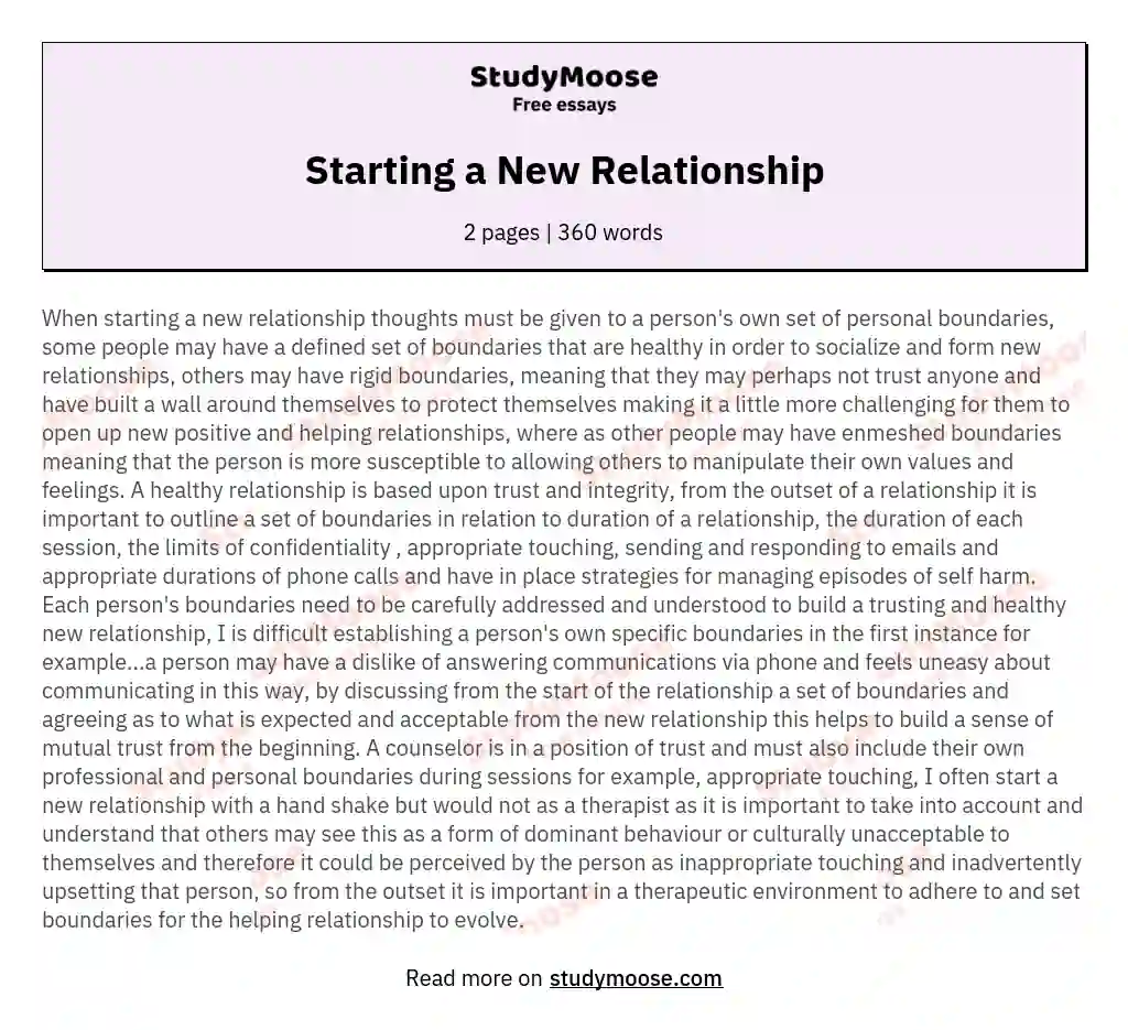 Starting a New Relationship essay