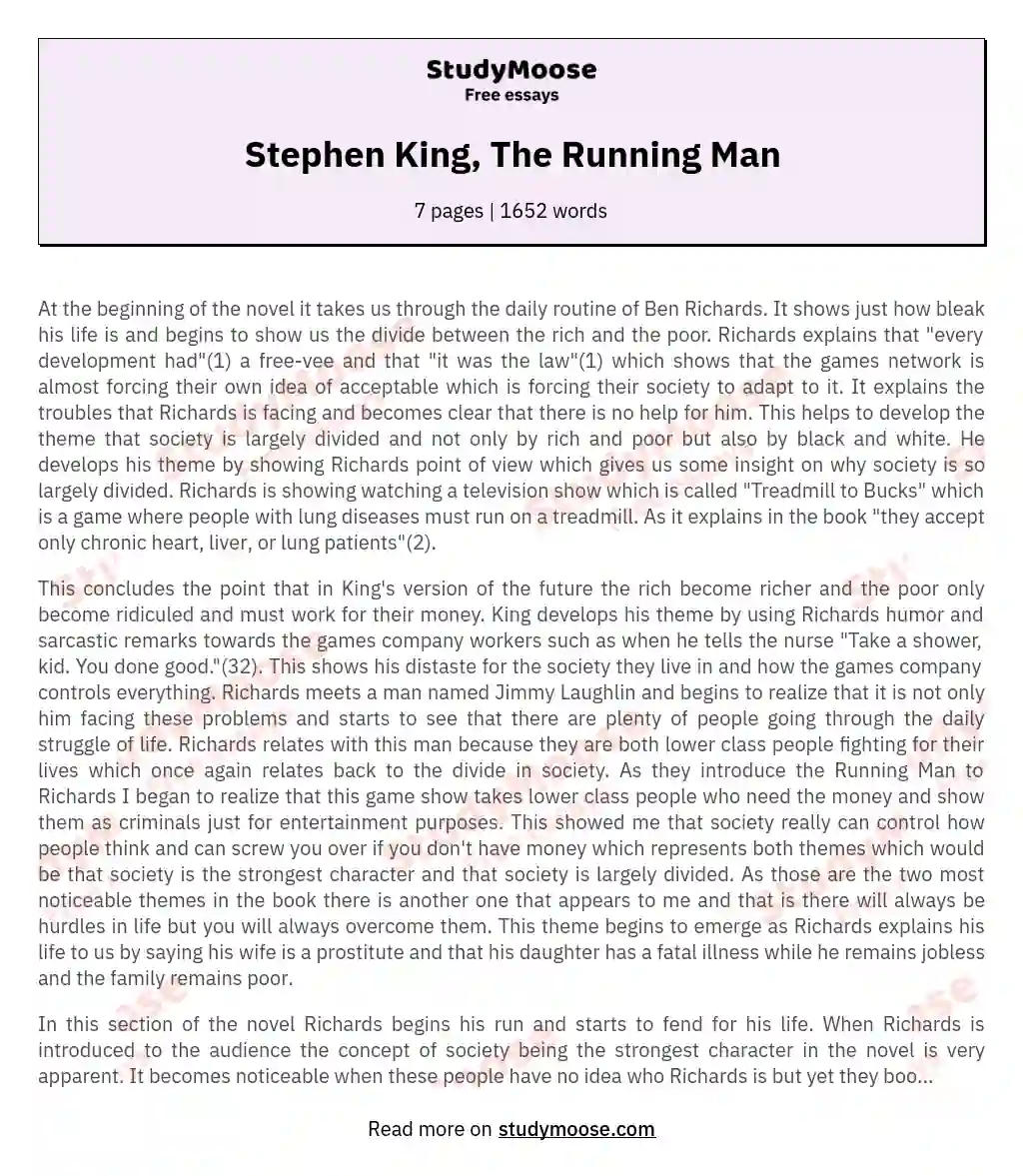 Stephen King, The Running Man