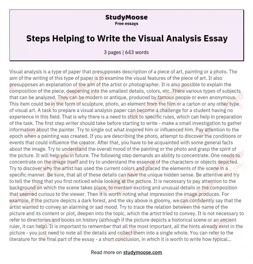 Steps Helping to Write the Visual Analysis Essay