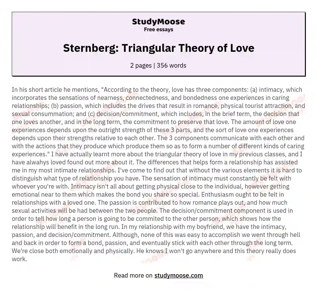 Sternberg: Triangular Theory of Love essay