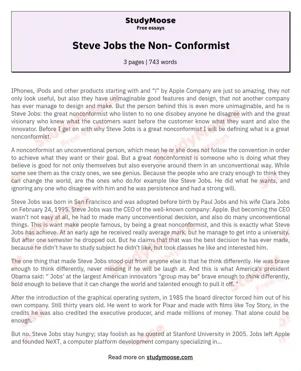 Steve Jobs the Non- Conformist