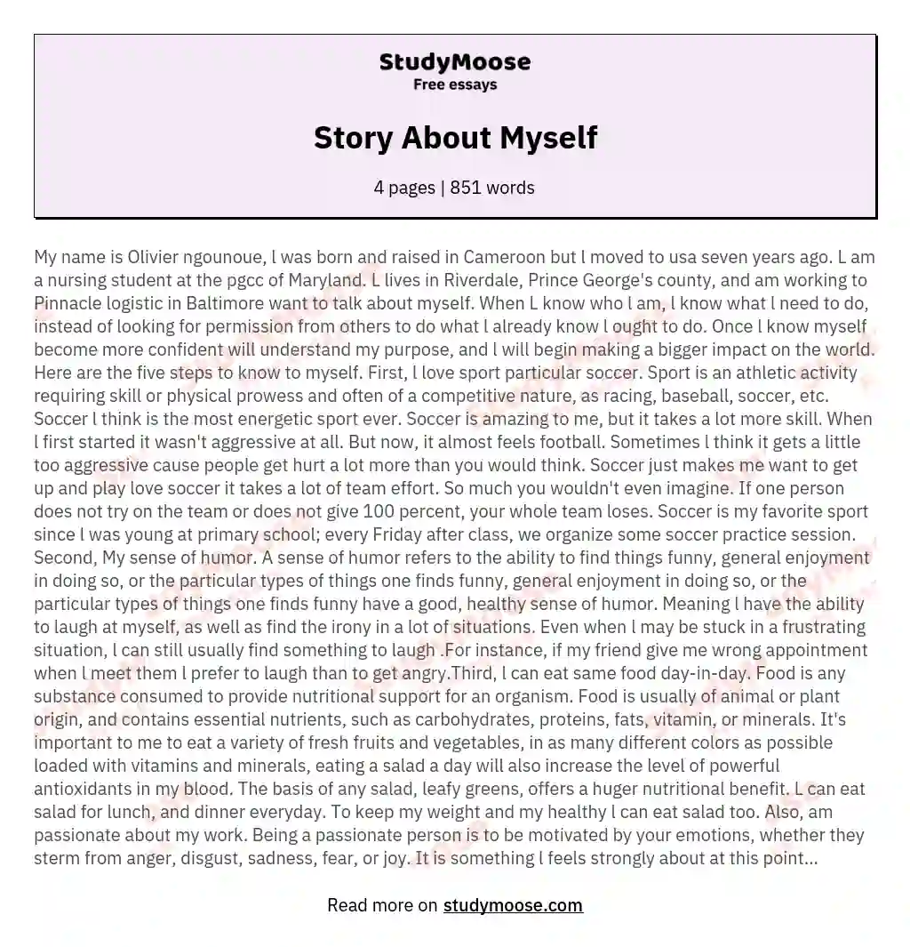 story-about-myself-free-essay-example