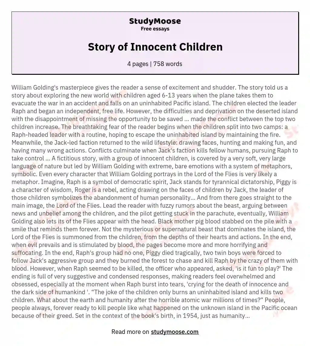 Story of Innocent Children essay