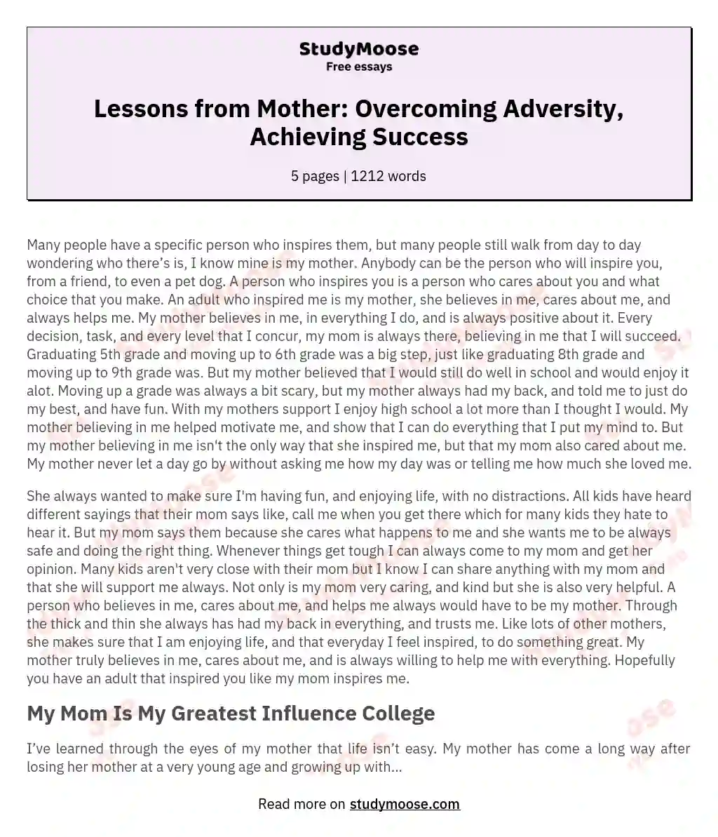  Essay About Your Mom How My Mom Impacted My Life Essay 2022 10 17