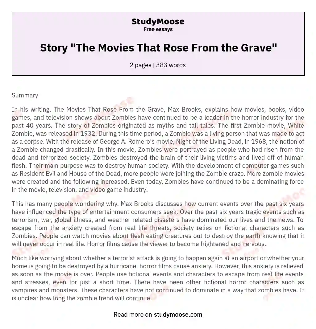 Story "The Movies That Rose From the Grave" essay