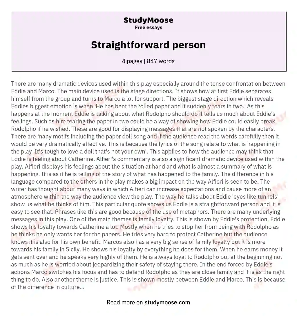 Straightforward person essay