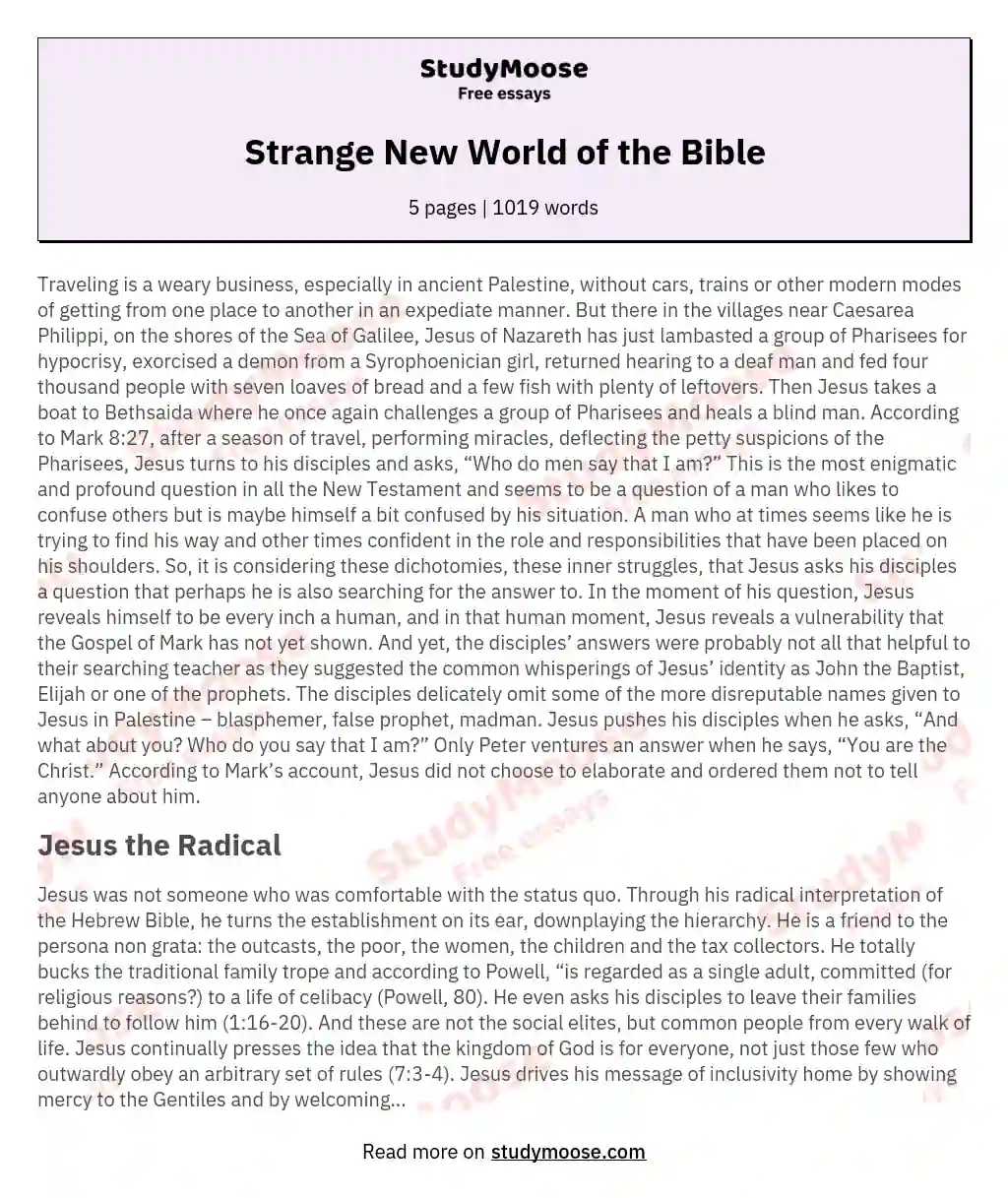 Strange New World of the Bible essay