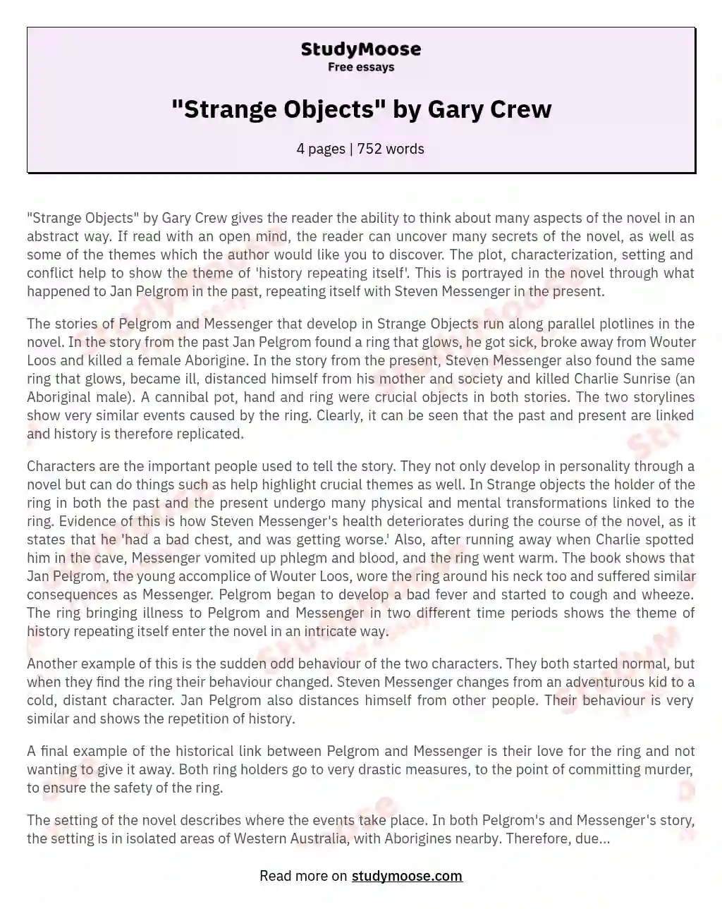 "Strange Objects" by Gary Crew