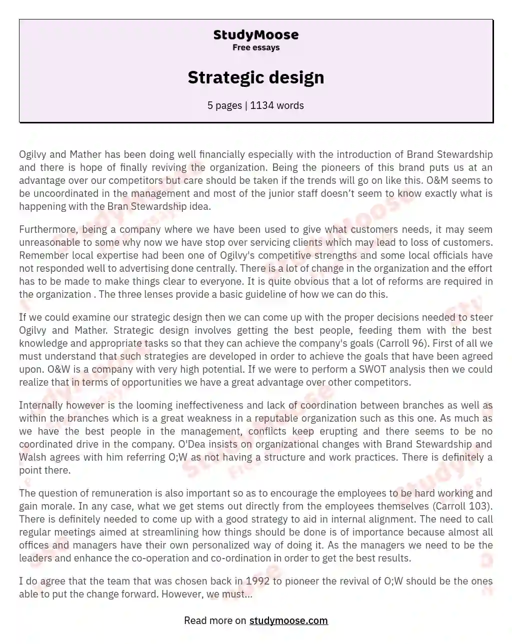 Strategic design essay