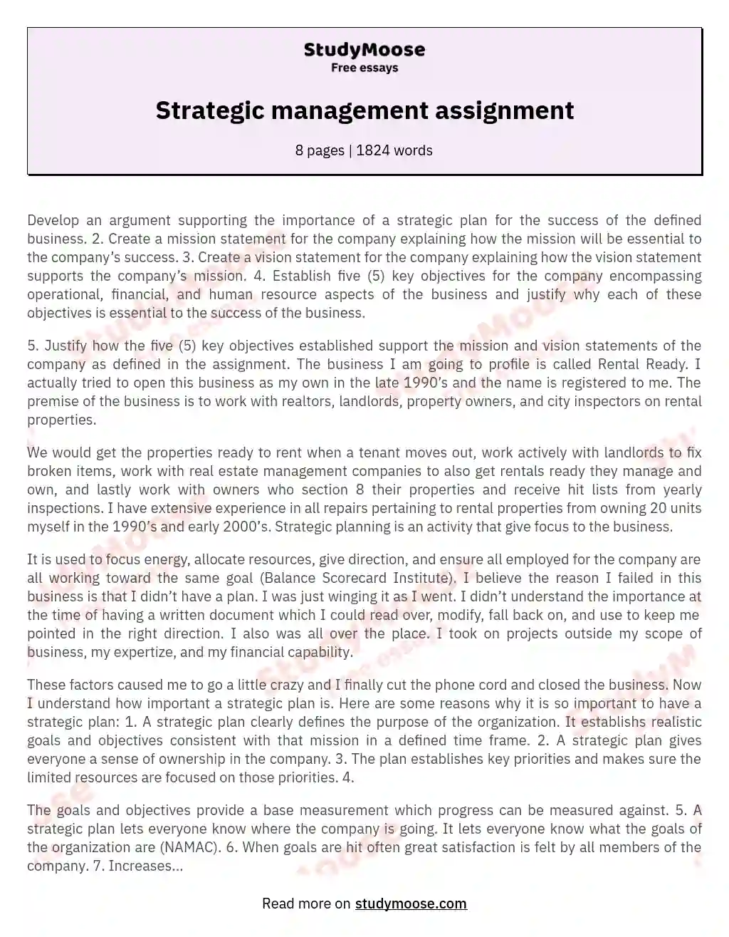 Strategic management assignment