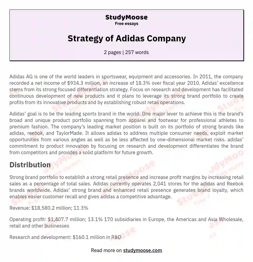 Strategy of Adidas Company