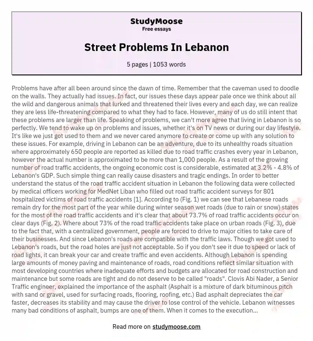 Street Problems In Lebanon essay