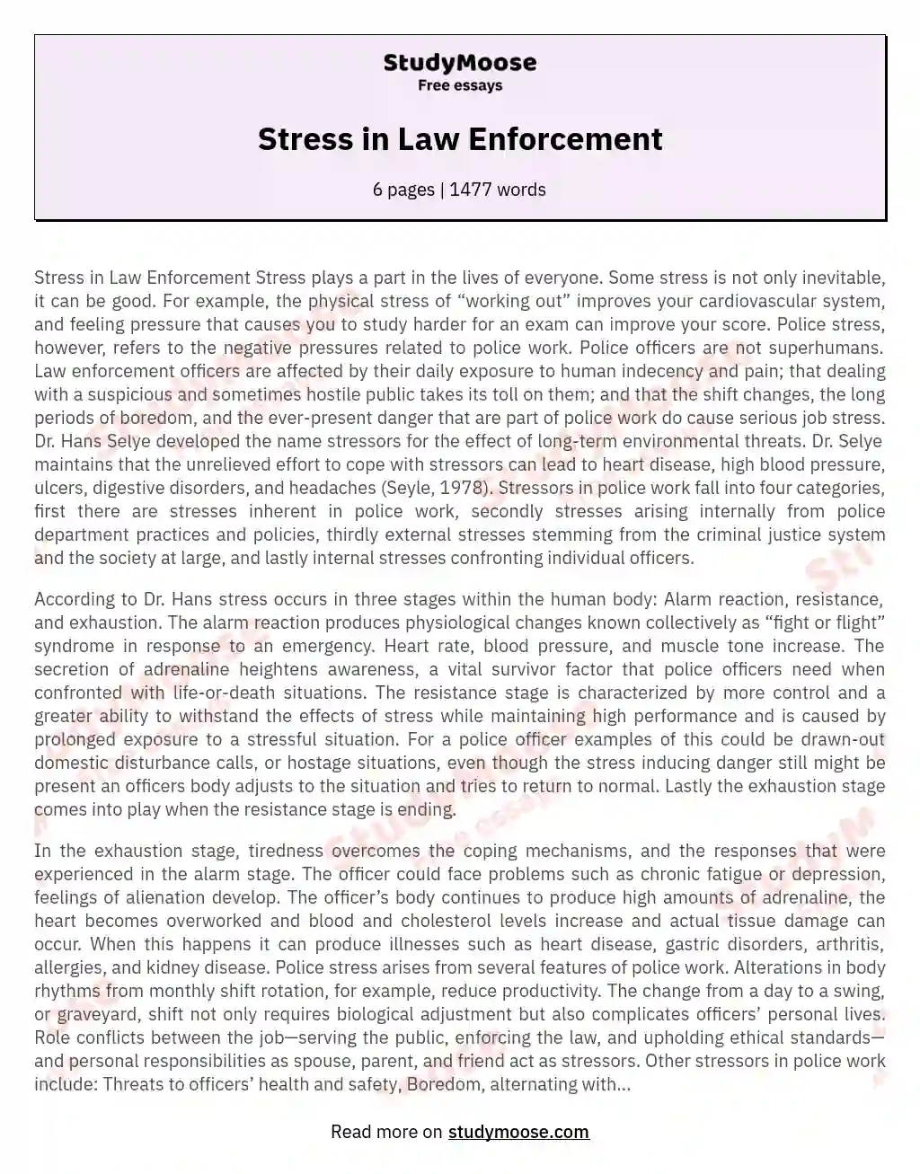 Stress in Law Enforcement