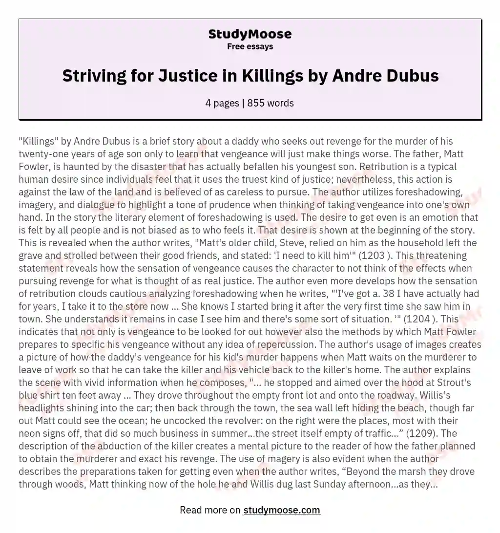 Striving for Justice in Killings by Andre Dubus