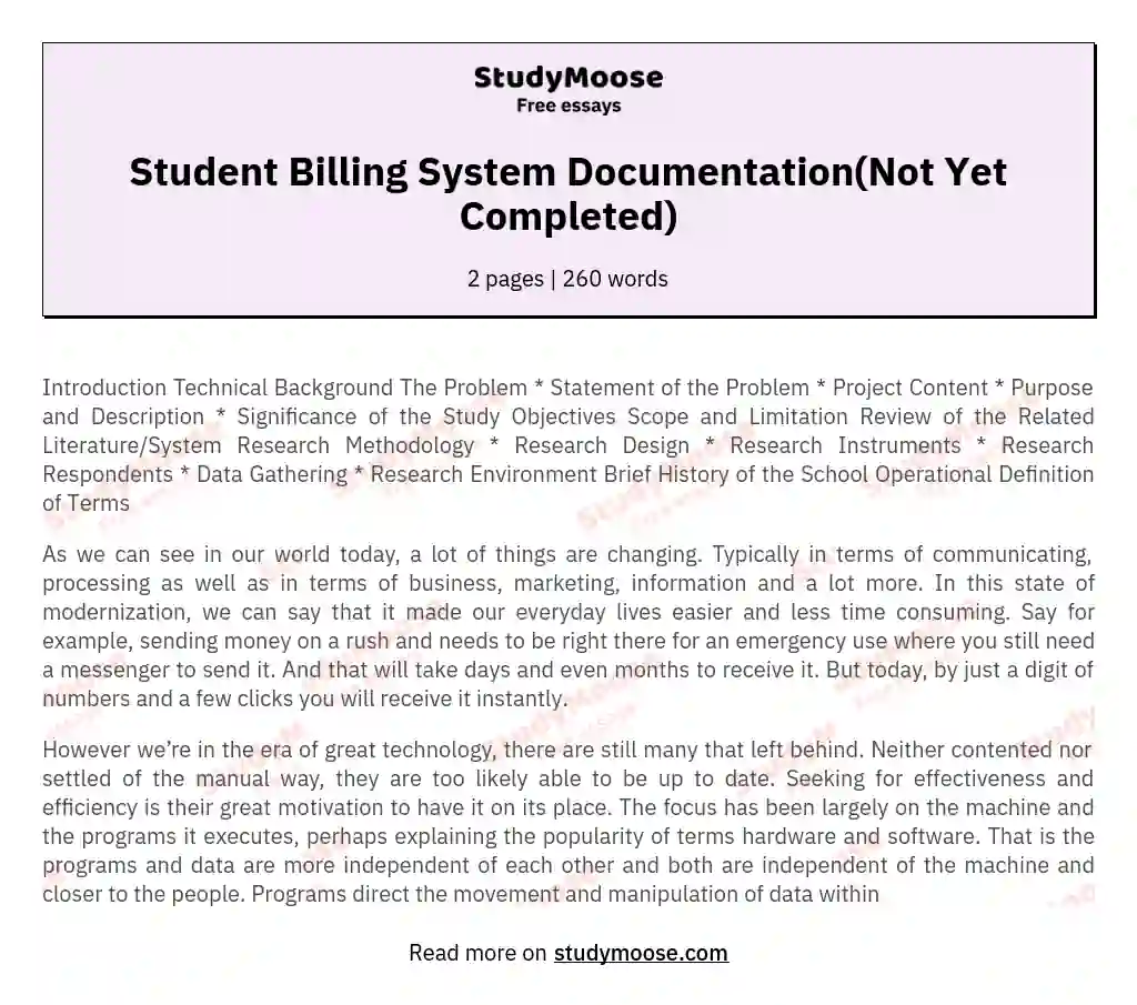 Student Billing System Documentation(Not Yet Completed)