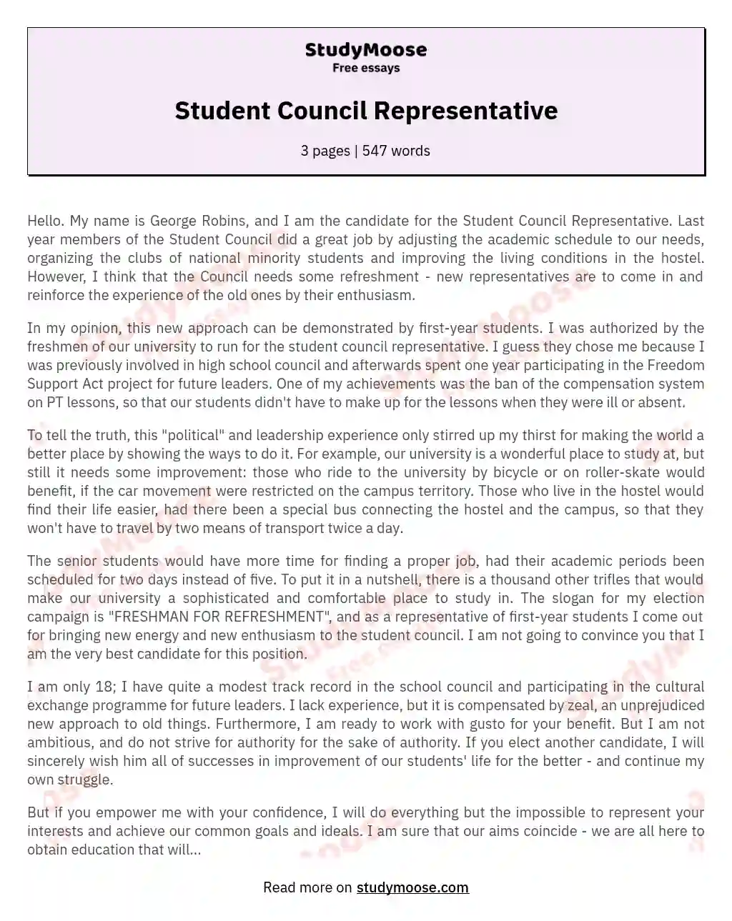 essay on class representative