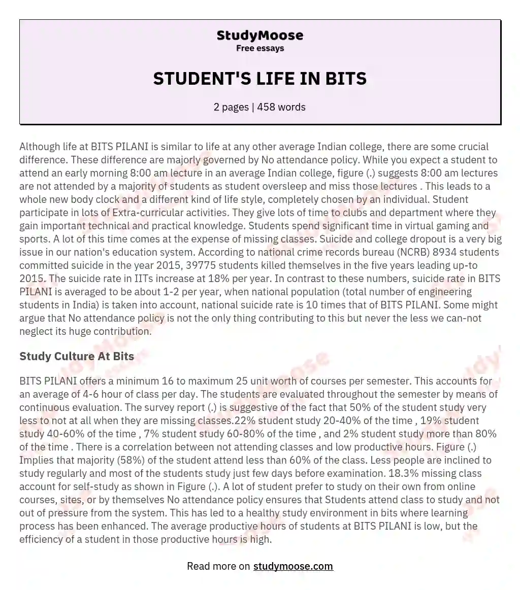 STUDENT'S LIFE IN BITS essay