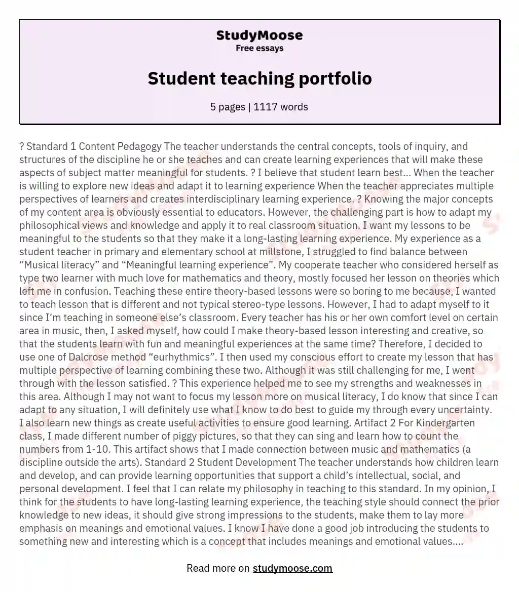 student teaching essay