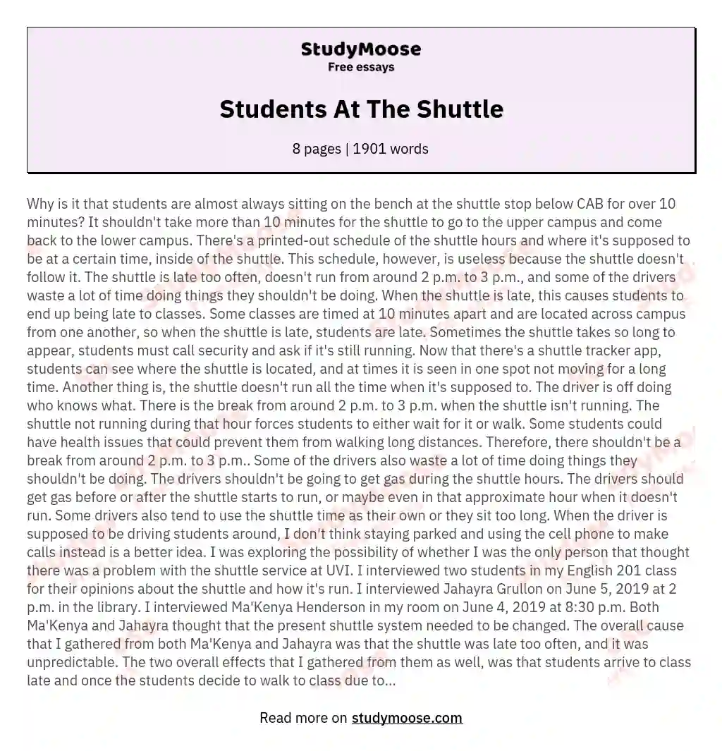 Students At The Shuttle essay