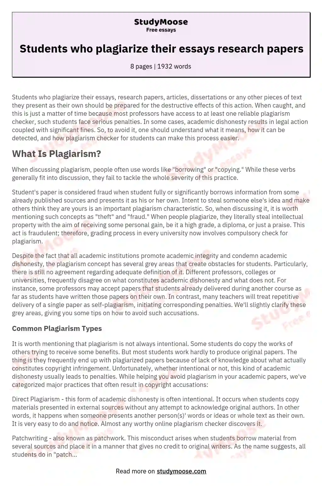 Students who plagiarize their essays research papers essay