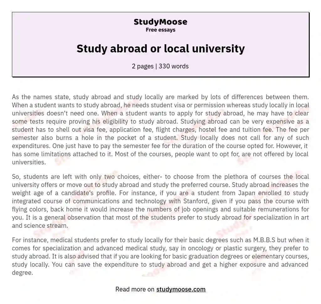 Study abroad or local university