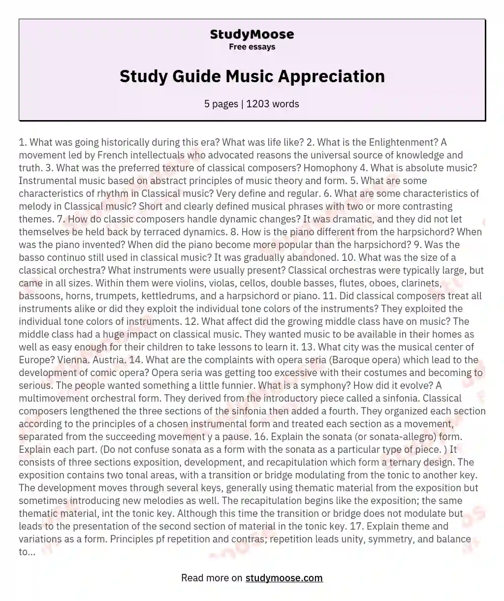 music appreciation study guide