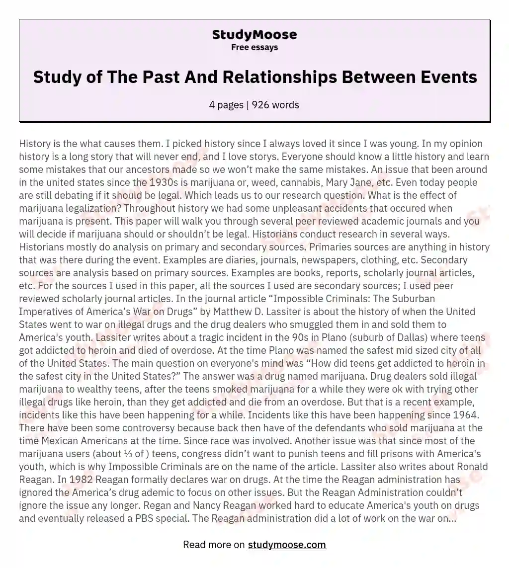 Study of The Past And Relationships Between Events essay