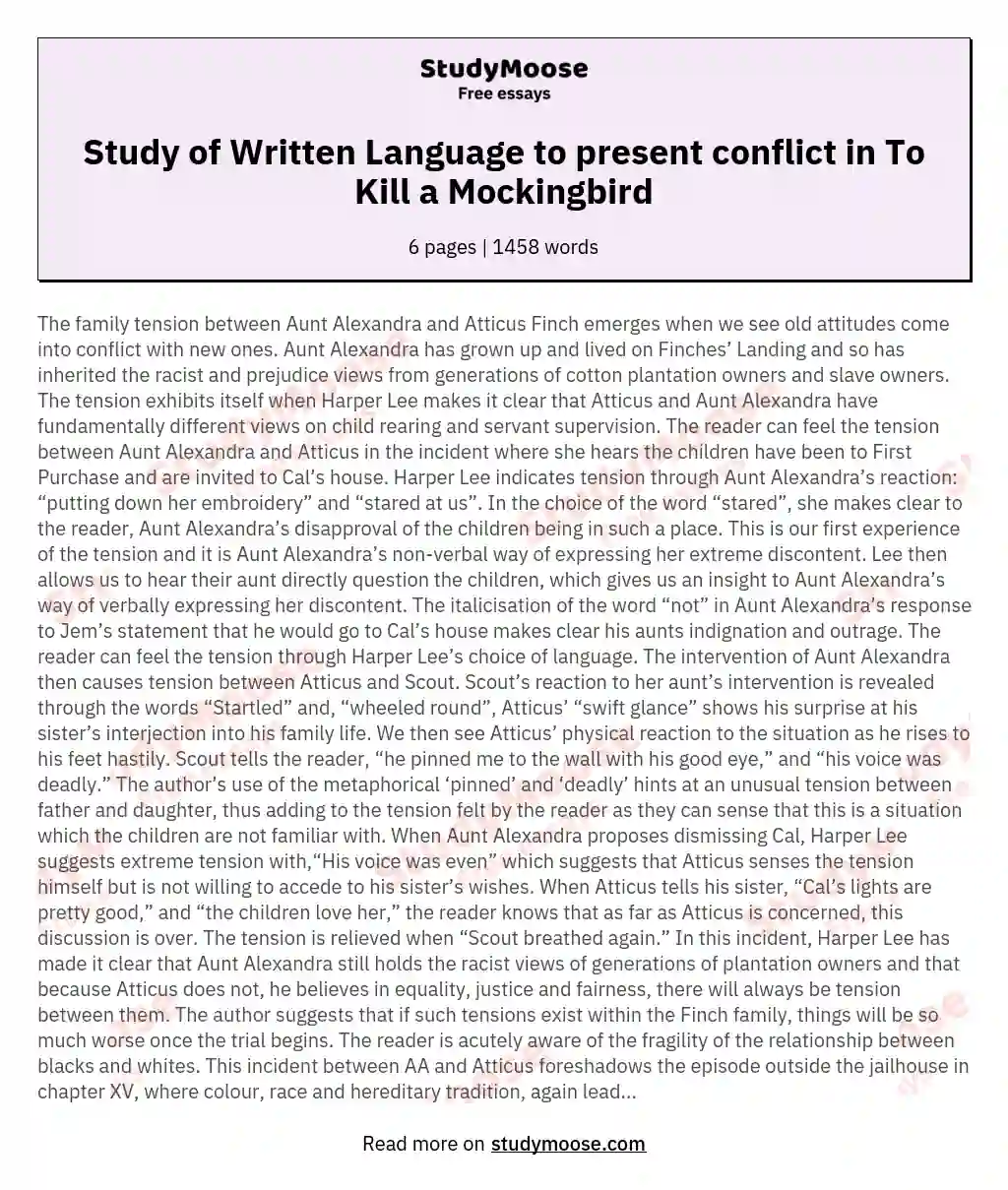 Study of Written Language to present conflict in To Kill a Mockingbird