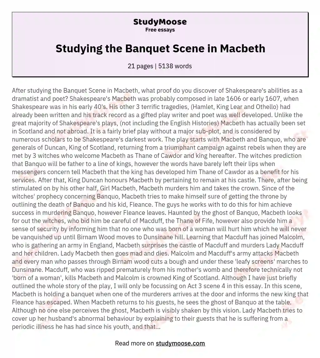 Studying the Banquet Scene in Macbeth essay