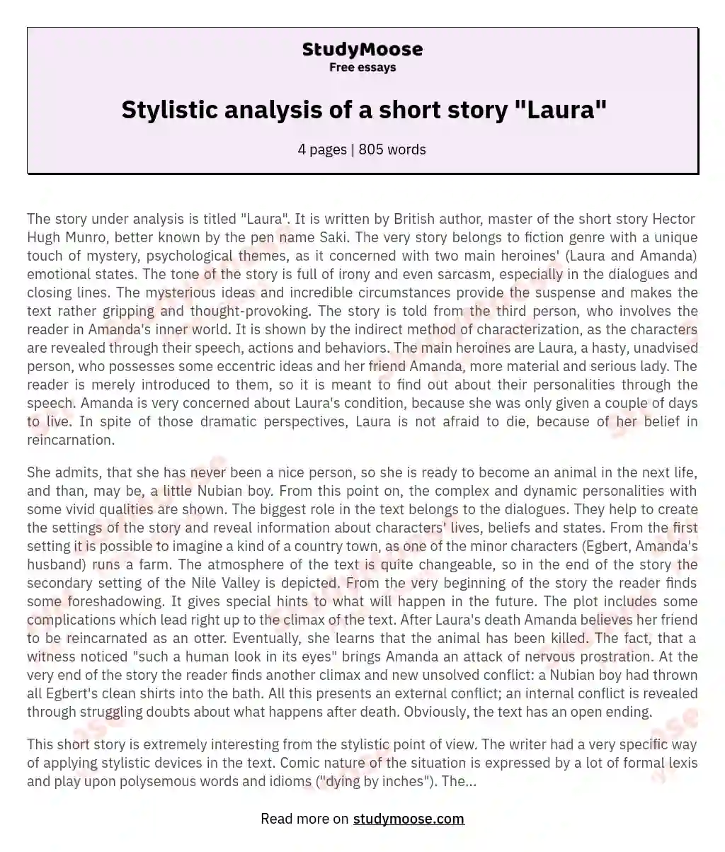 Stylistic analysis of a short story "Laura"