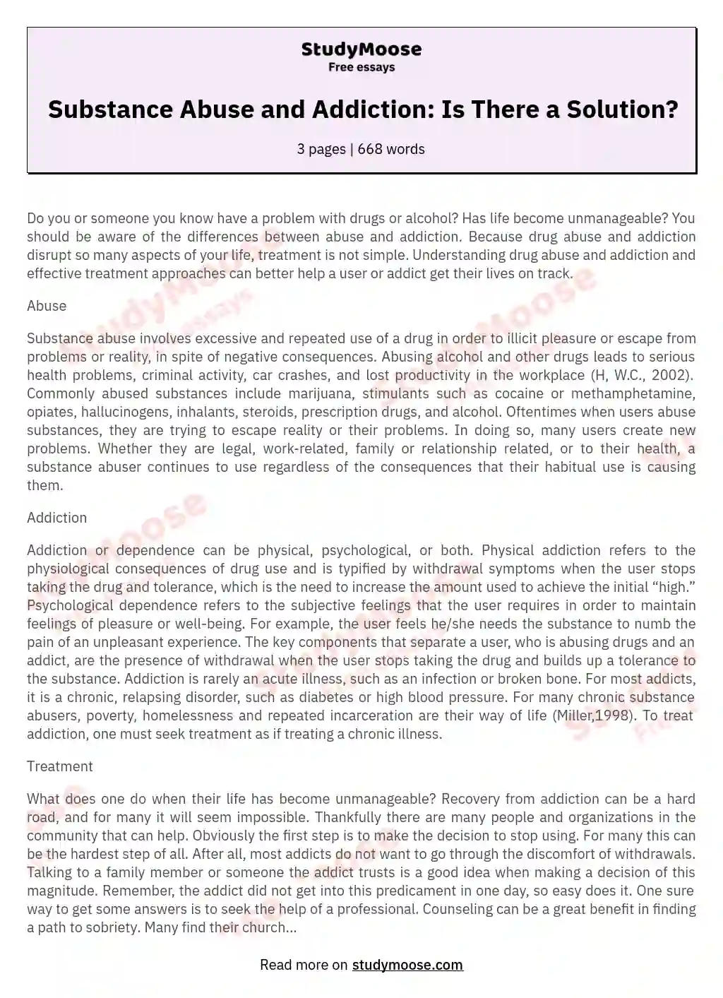  Essay About Drugs And Alcohol Abuse Drug And Alcohol Abuse Essay 
