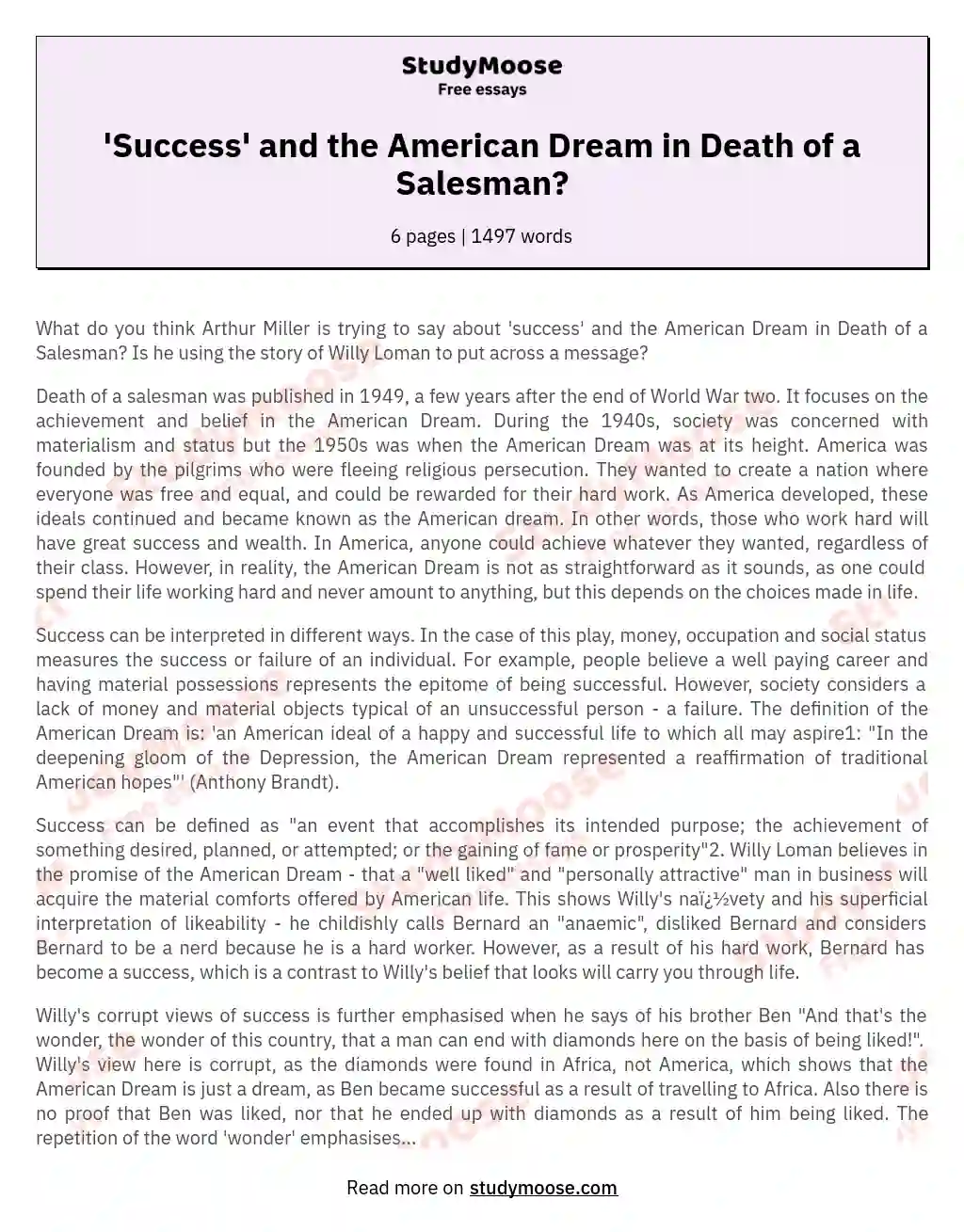 'Success' and the American Dream in Death of a Salesman?
