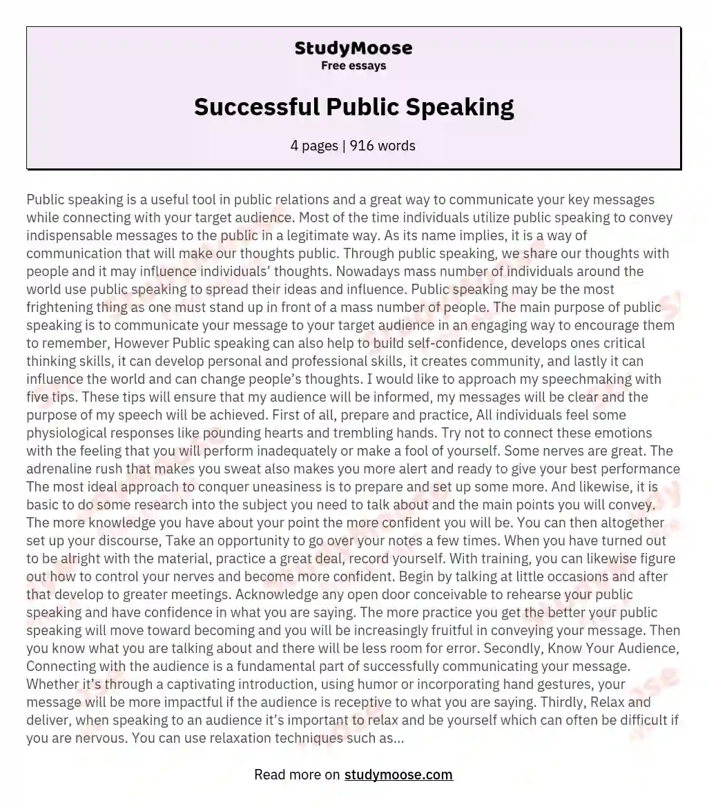 public speaking essay sample