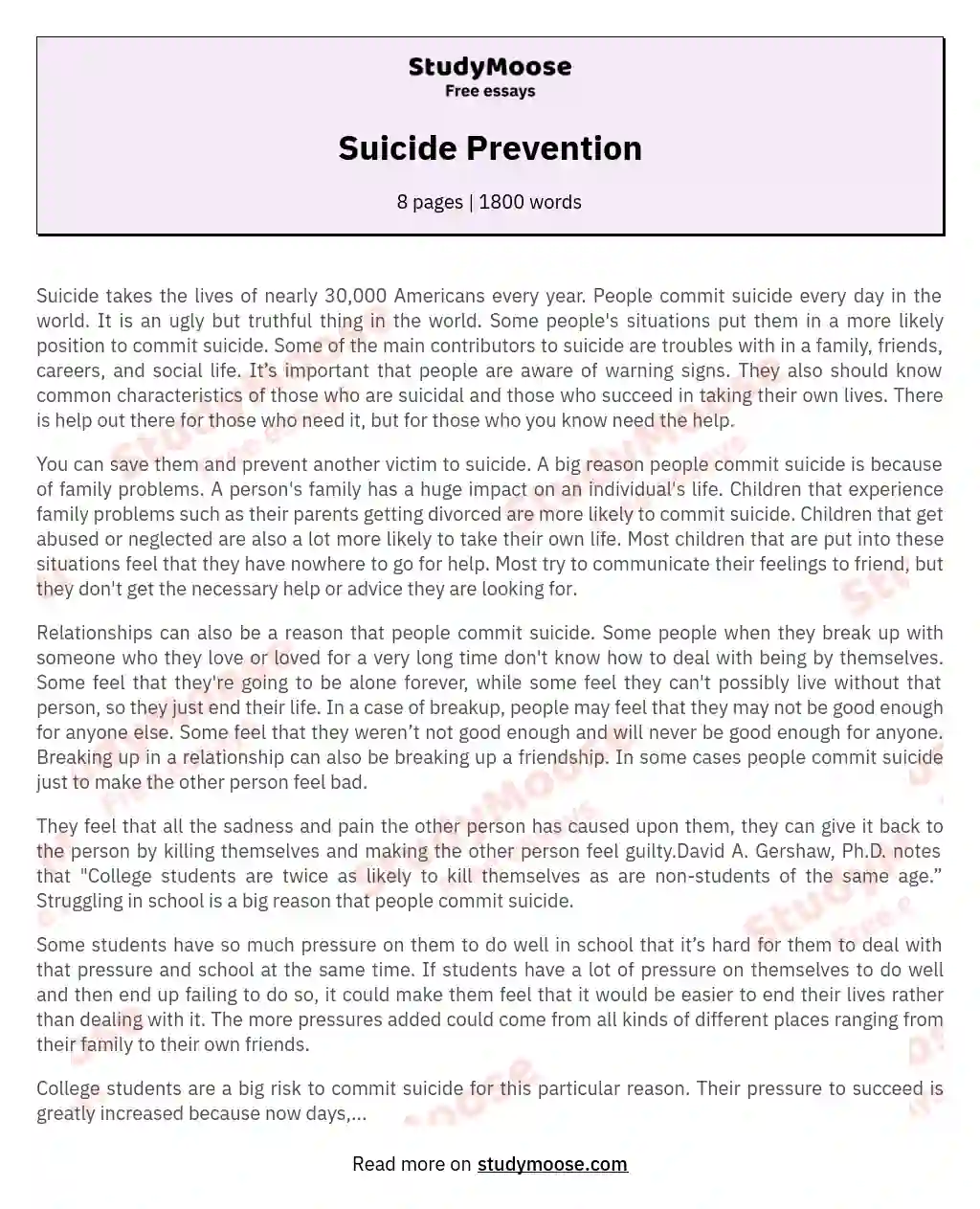 suicide problem solution essay