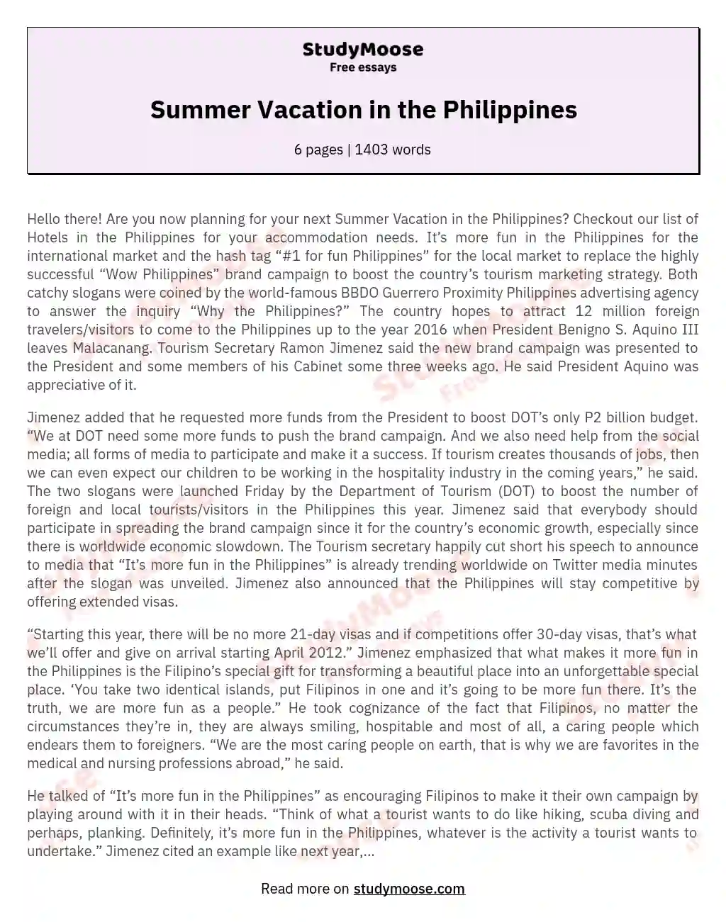 Summer Vacation in the Philippines