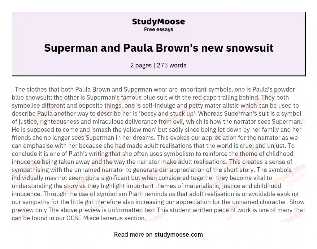 Superman and Paula Brown's new snowsuit essay