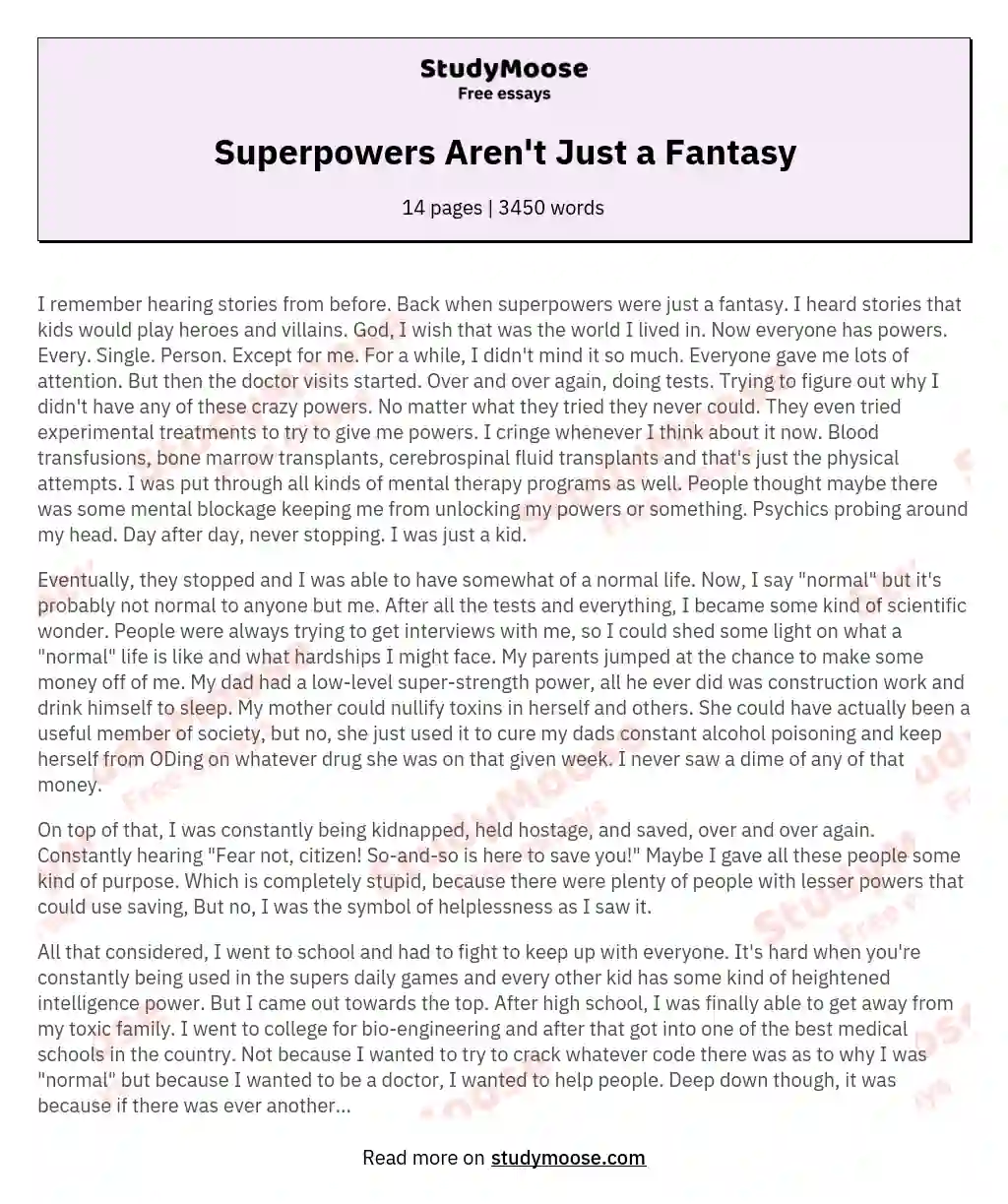 Superpowers Aren't Just a Fantasy essay
