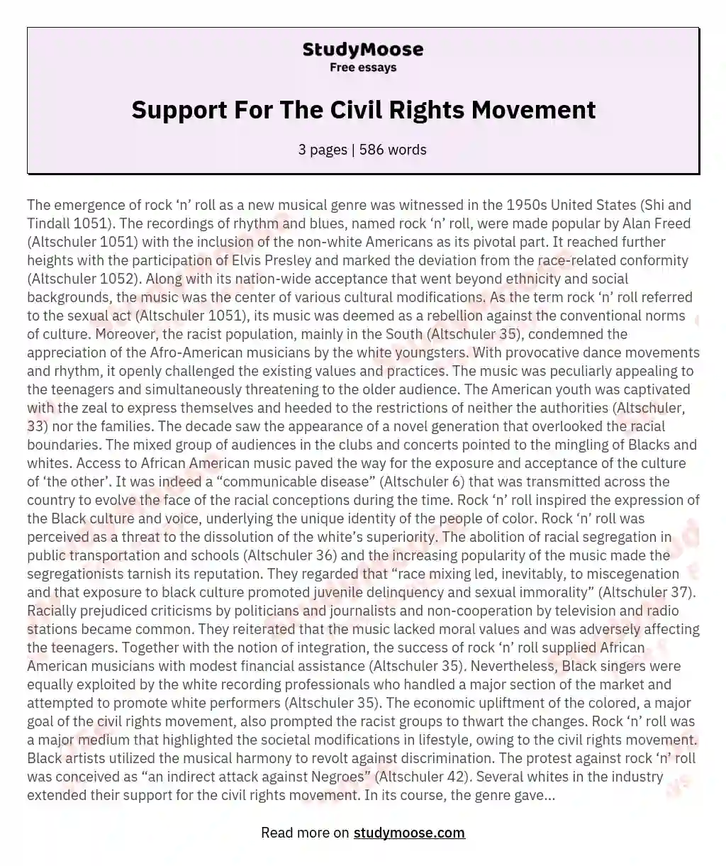 Support For The Civil Rights Movement essay