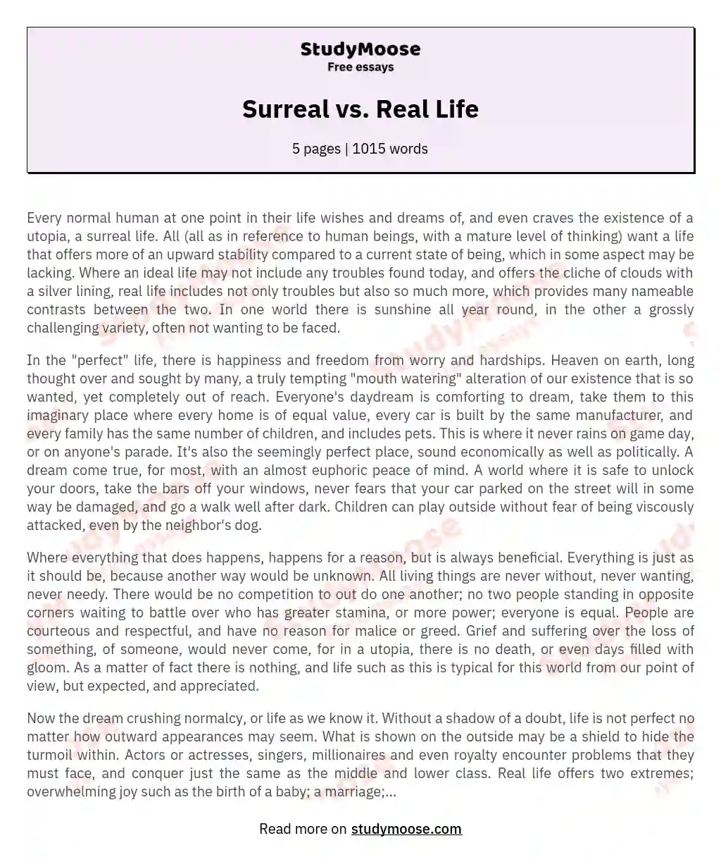 Surreal vs. Real Life