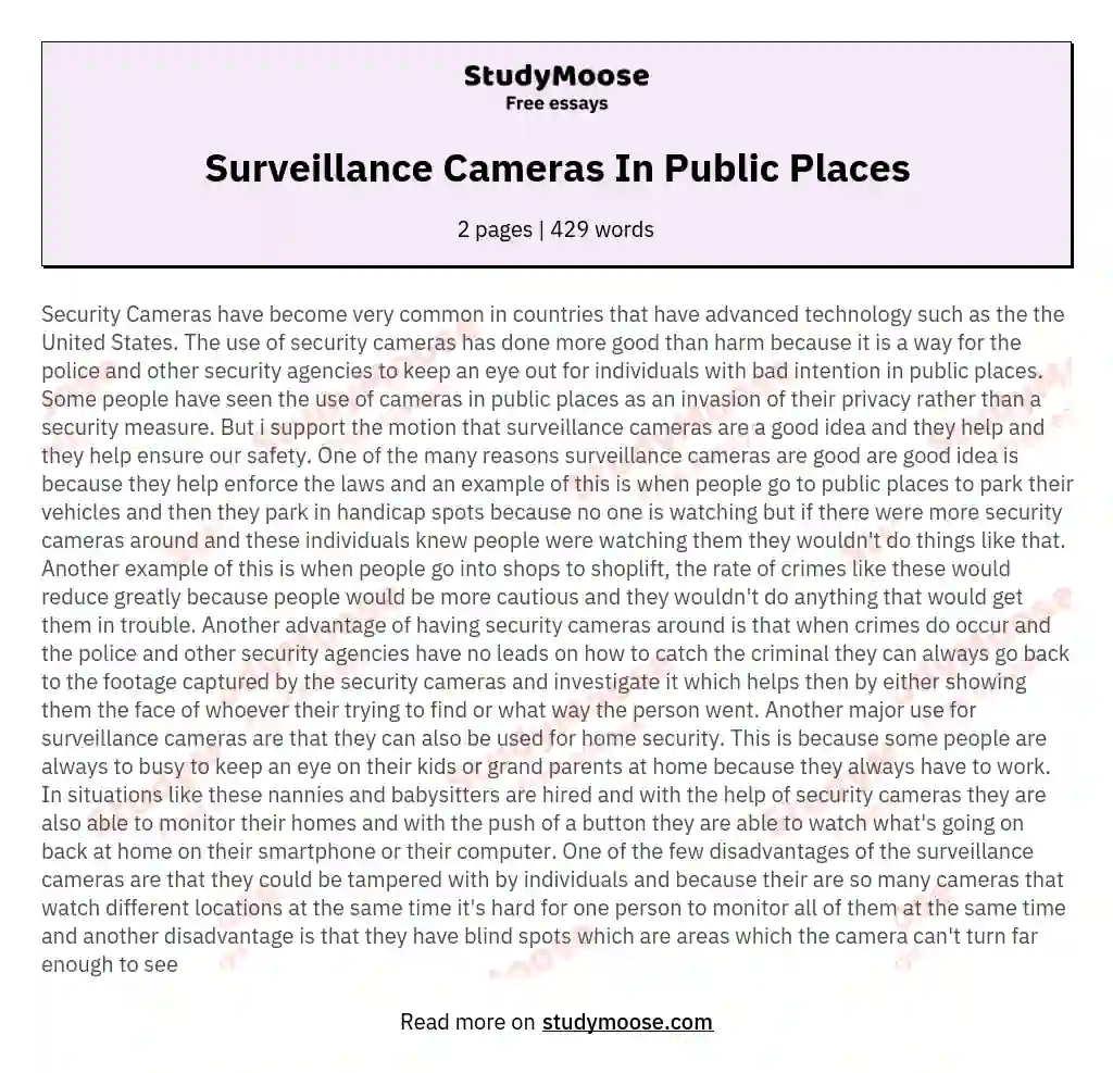 Surveillance Cameras In Public Places