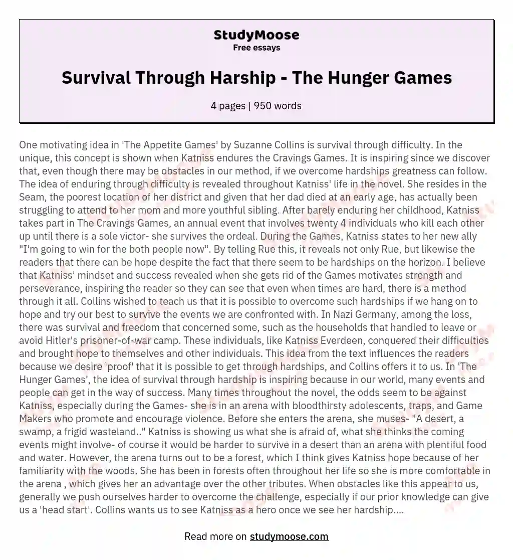 Survival Through Harship - The Hunger Games
