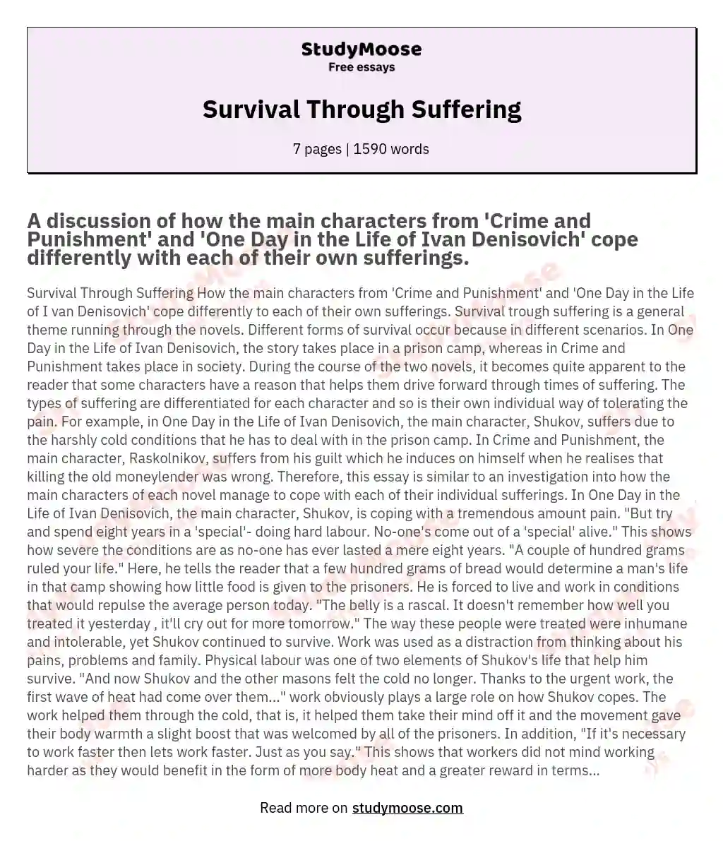 Survival Through Suffering essay