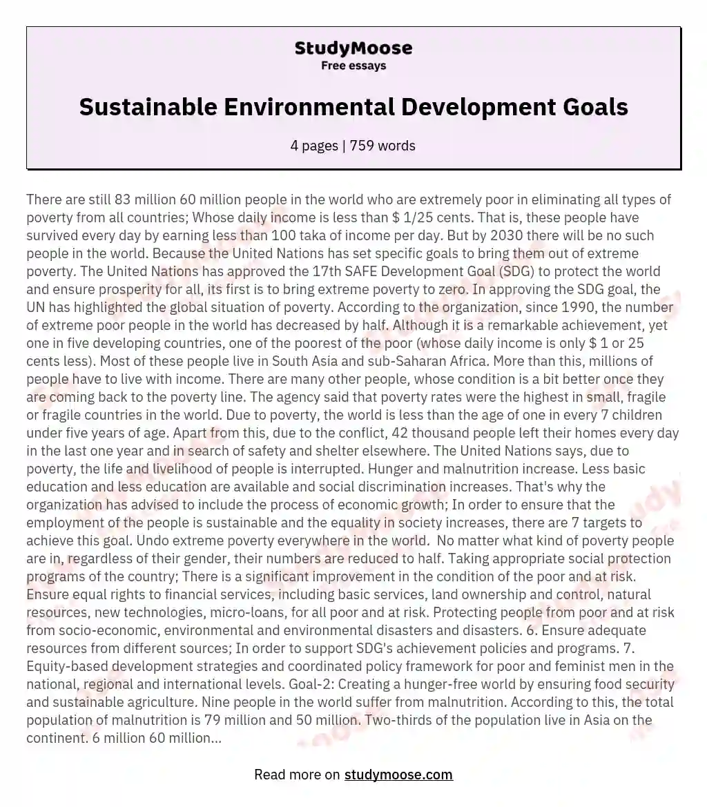 Sustainable Environmental Development Goals essay