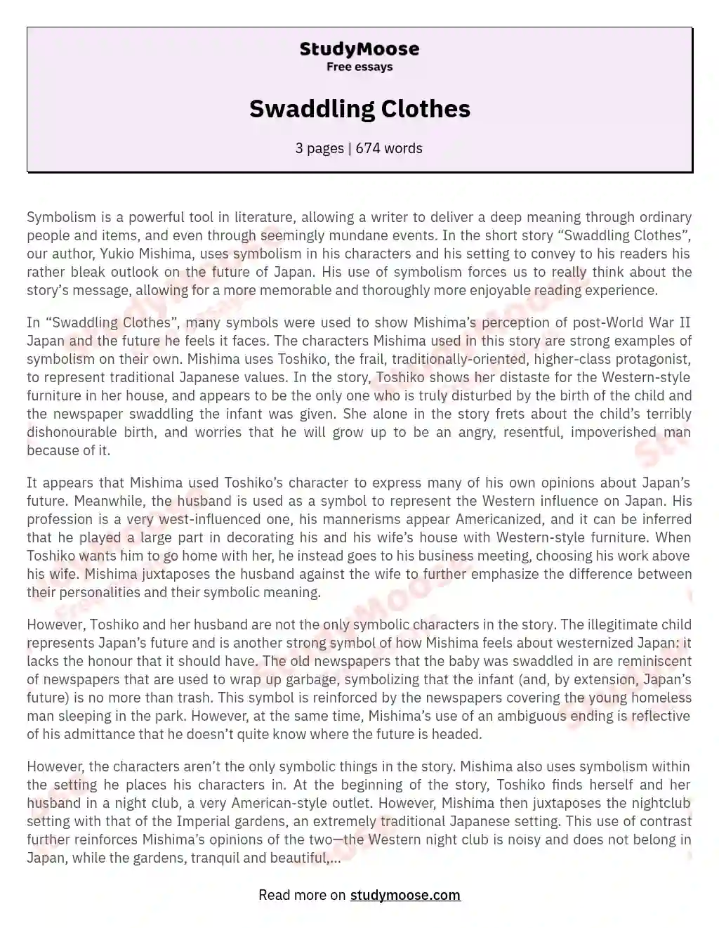 Swaddling Clothes essay