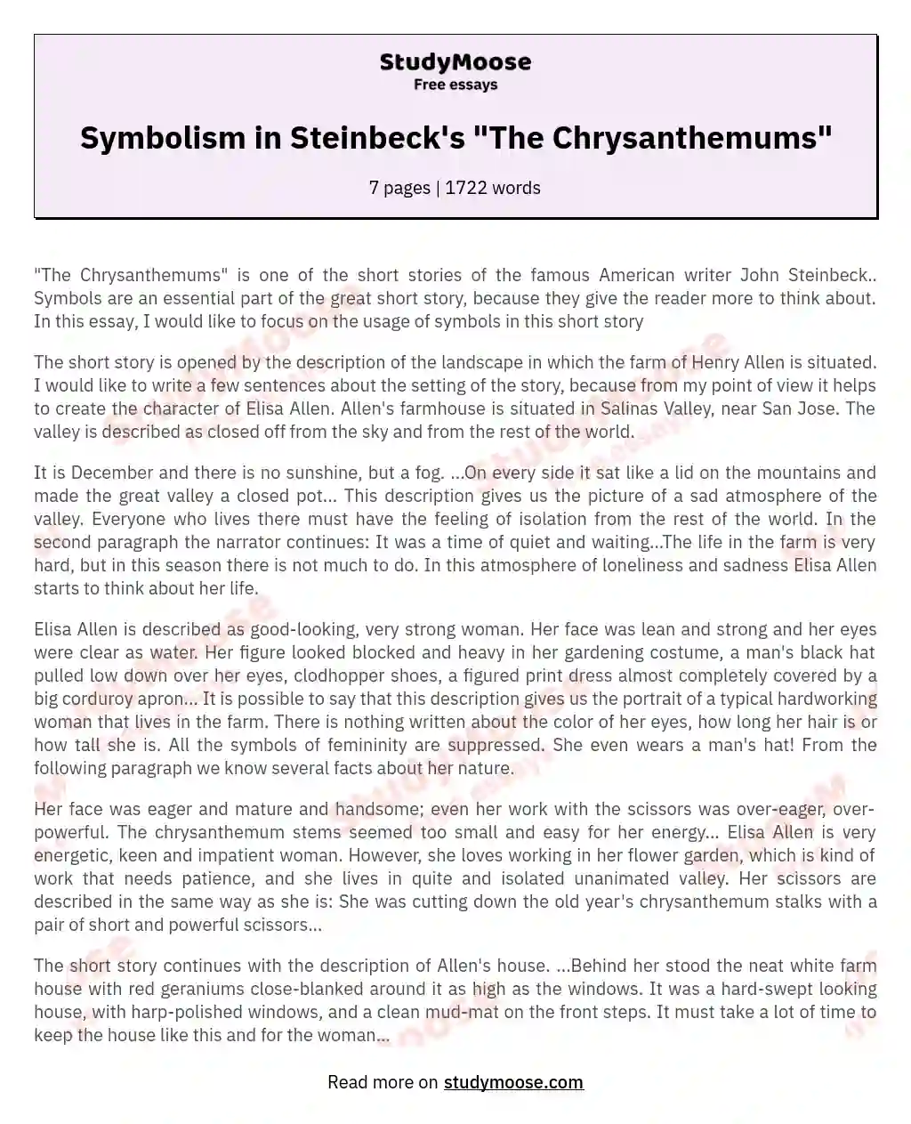 Symbolism in Steinbeck's "The Chrysanthemums"