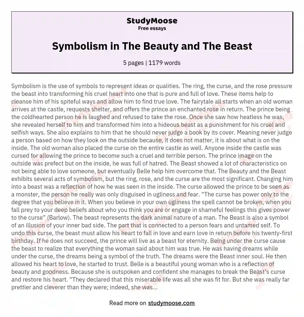 Symbolism in The Beauty and The Beast essay
