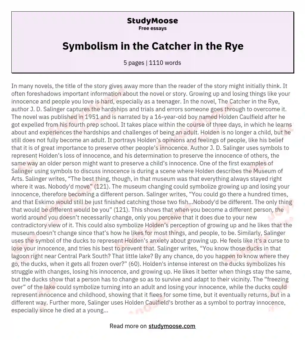 Symbolism in the Catcher in the Rye