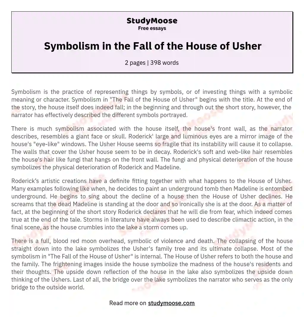 Symbolism in the Fall of the House of Usher essay