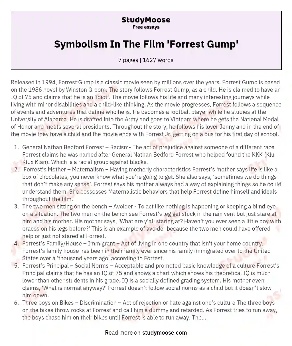 Symbolism In The Film 'Forrest Gump'