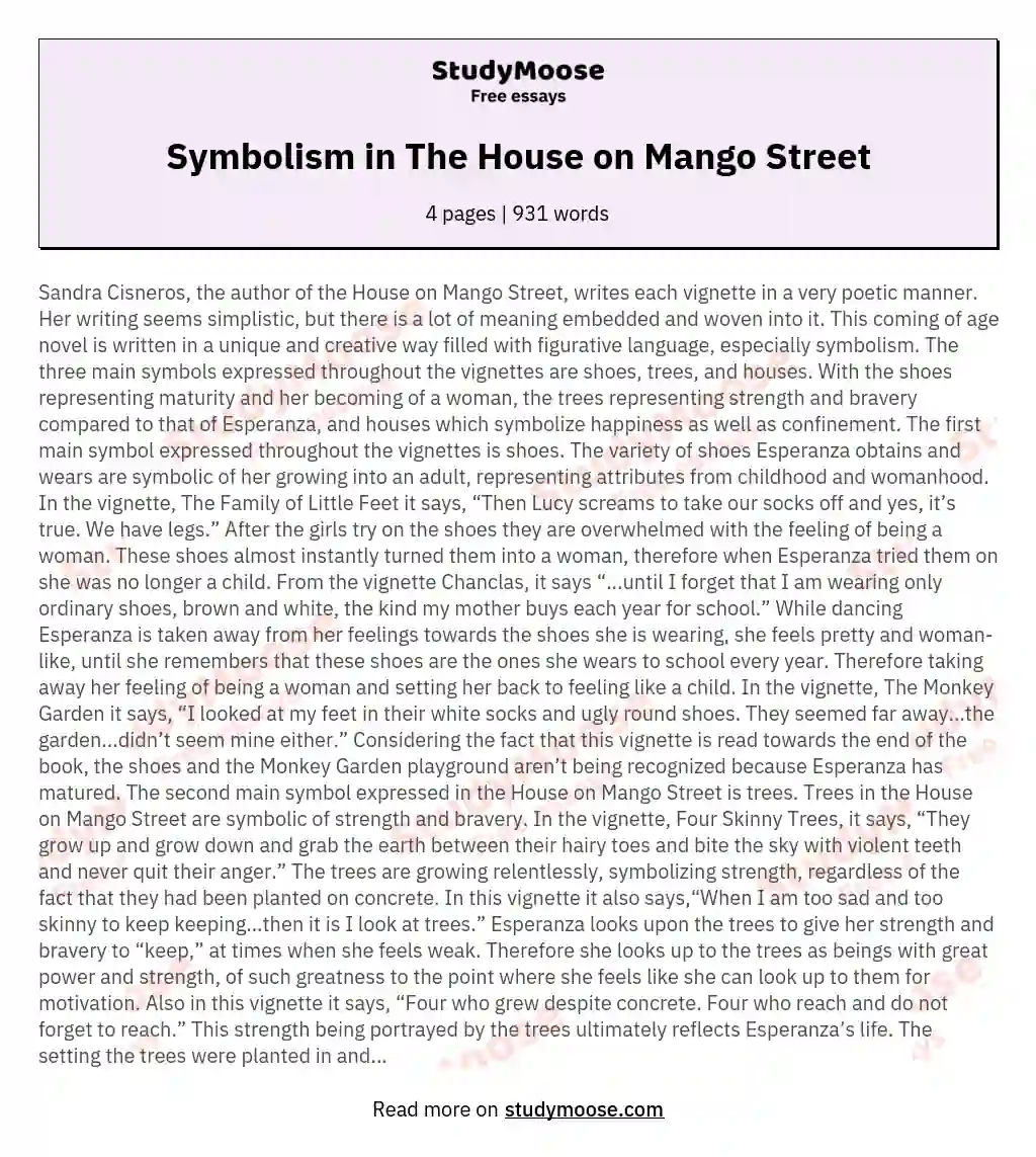 Symbolism in The House on Mango Street